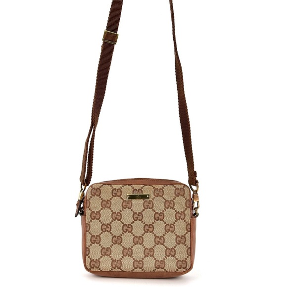 Gucci Handbags - Gucci Beige/Brown GG Canvas Crossbody Bag